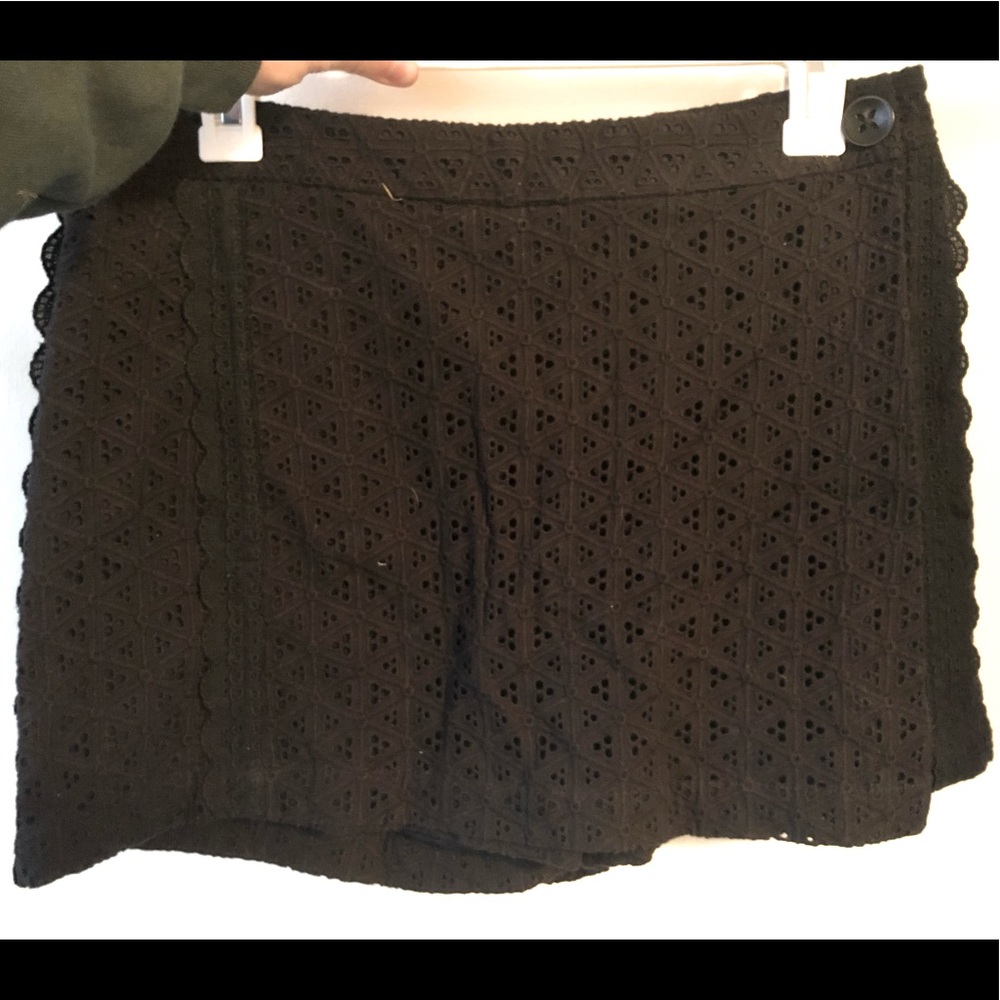Anthropologie black eyelet Skort